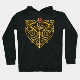 HYPER VALENTINE / GOLD CELTIC HEART WITH LIZARDS IN BLACK Hoodie